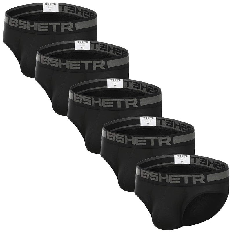 BSHETR Men's Underwear Briefs 5-Pack Cotton Low Rise Multi Color Soft Underpant (Black(5-Pack), Medium 28"-30",71cm-76cm) - Image 1